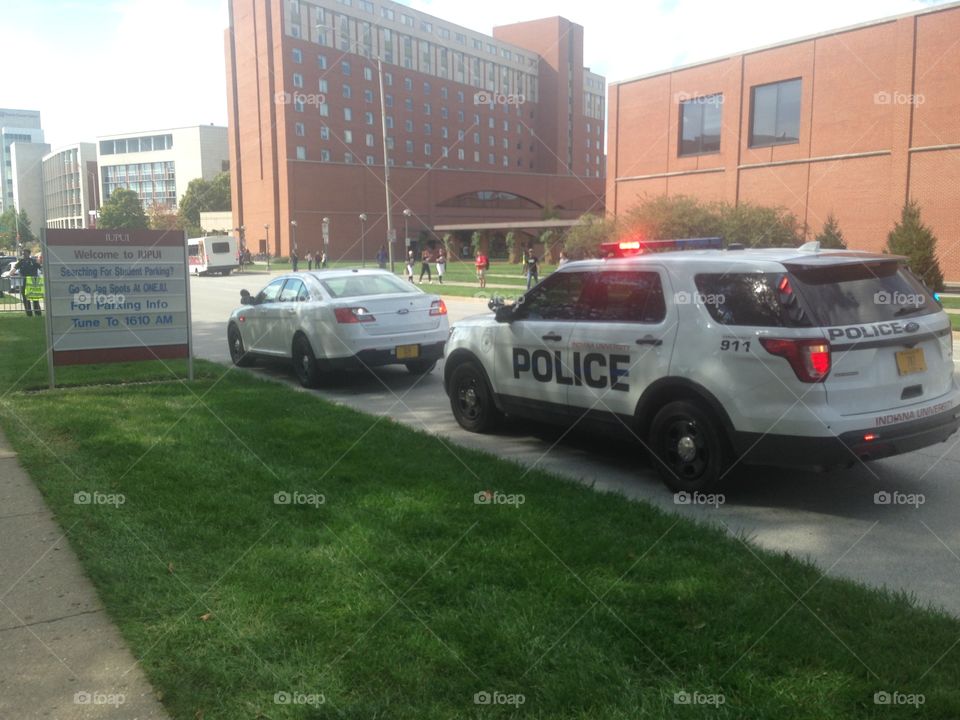 Police on hand for security purposes at a protest.