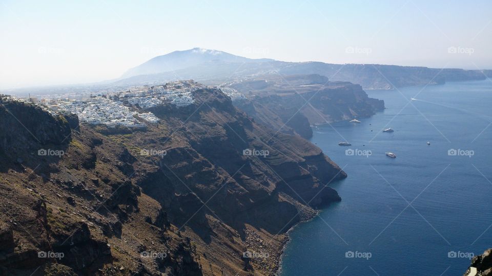 Caldera in Santorini, Greece. Volcano. Fira.