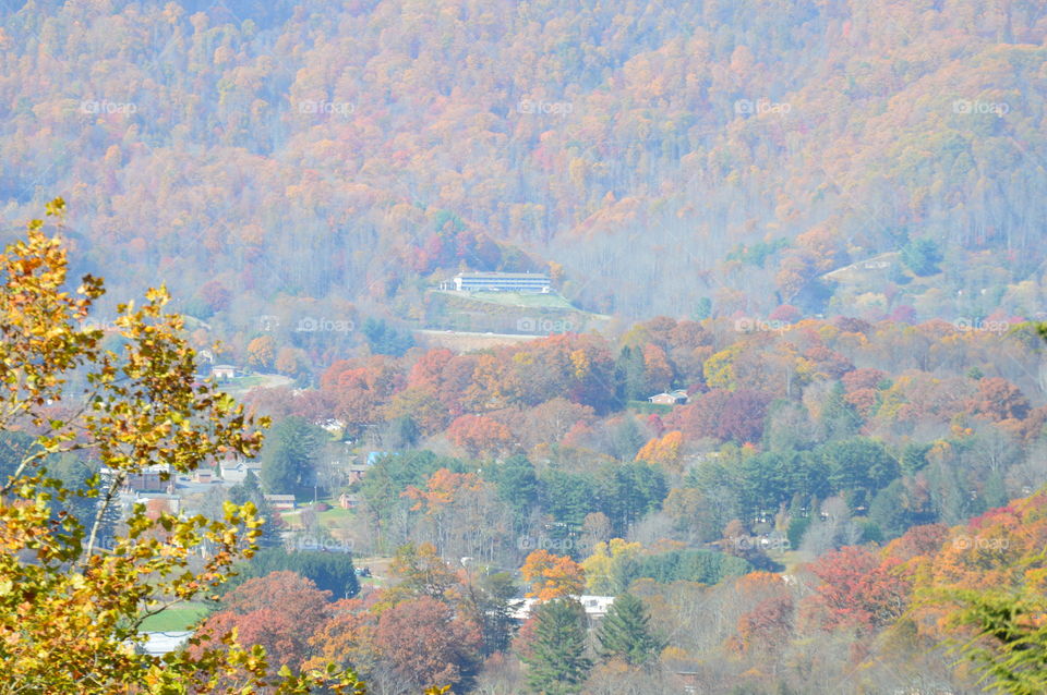 fall mountian colors view of the valley