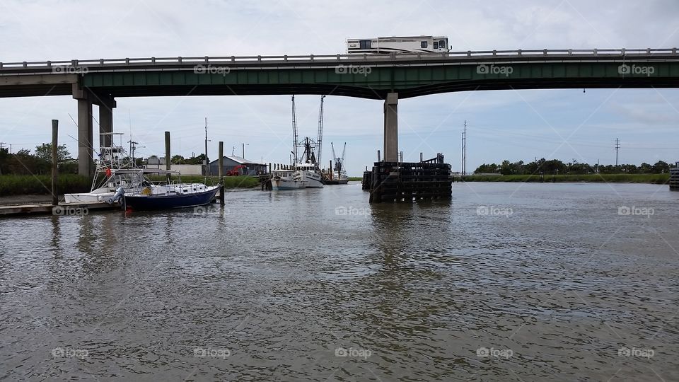 Water, No Person, River, Bridge, Vehicle