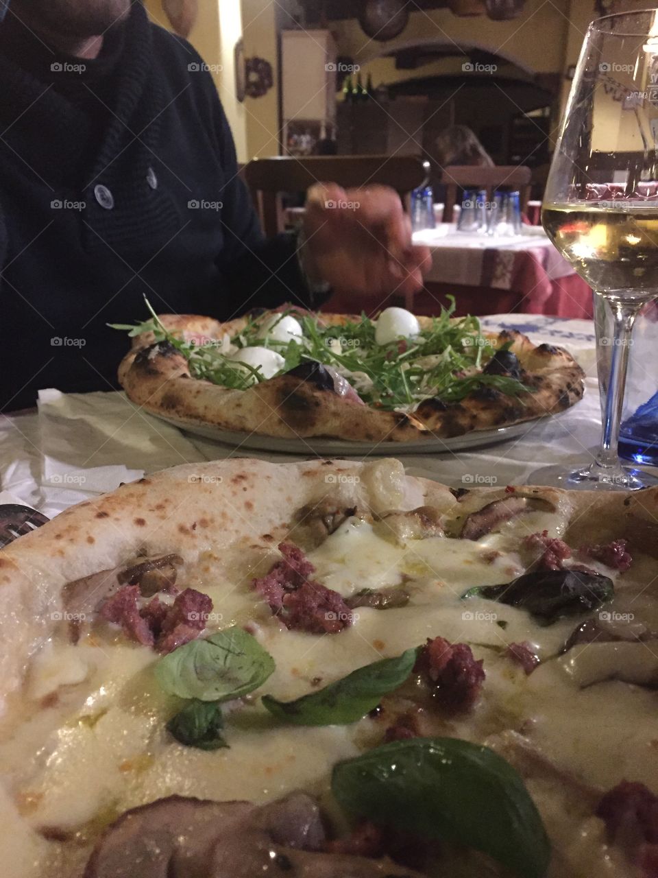 This is the real pizza napoletana, cooked in wood fired oven, with buffalo mozzarella and Parma ham..delicious! 