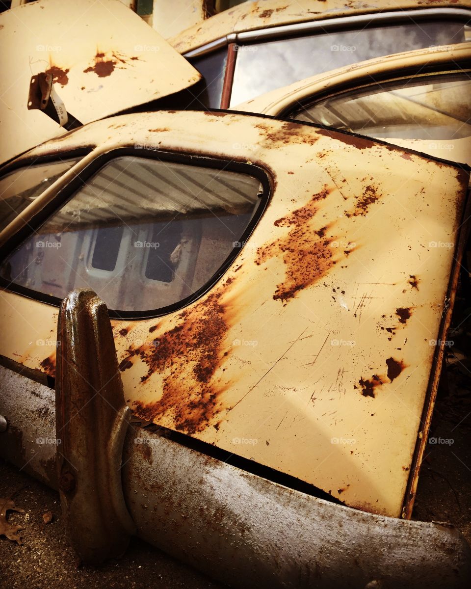 Pile Of Antique Car Parts Abandoned 