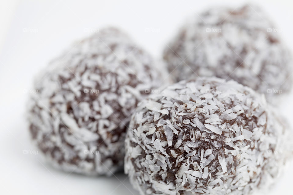 Carob balls with grated coconut