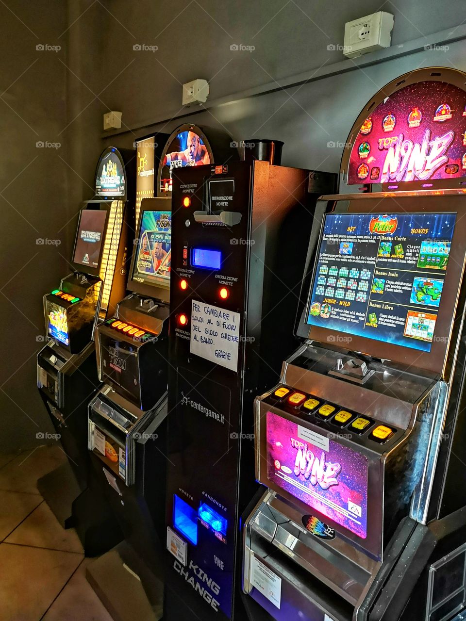 Slot machines in a slot room