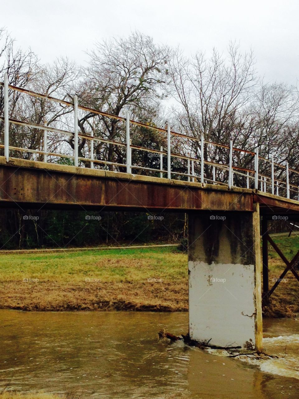 Abandoned people crossing bridge. 