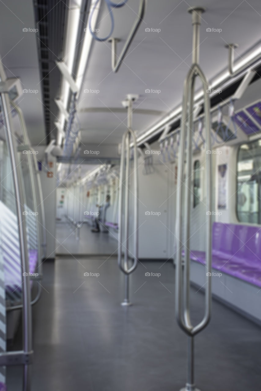 Blurry image of a passenger Subway train