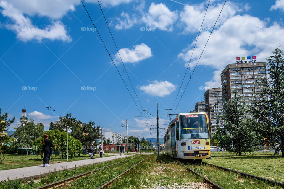 On the tram station