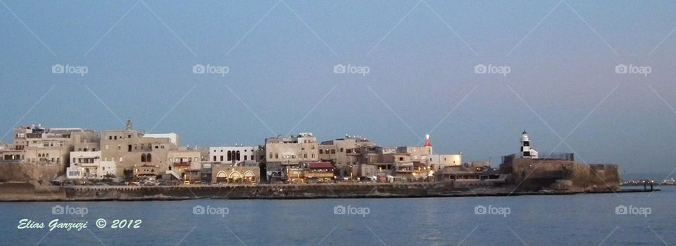 Acre old city view from the meditranean sea