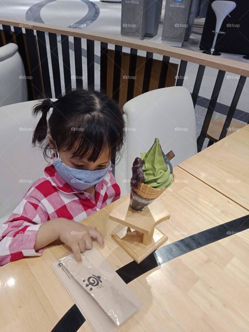 A big green tea cone