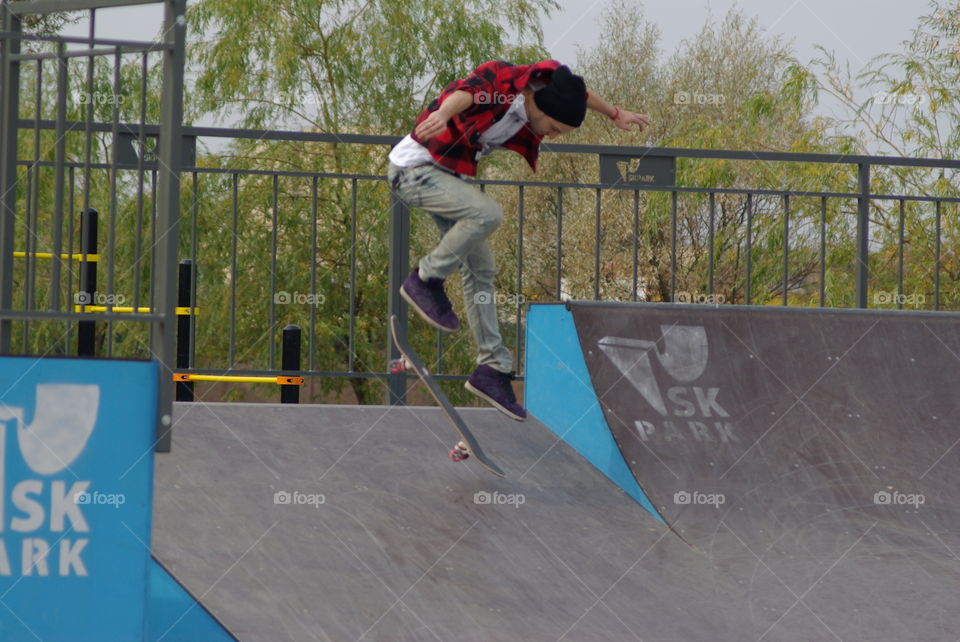 man rides a skateboard. skateboarder