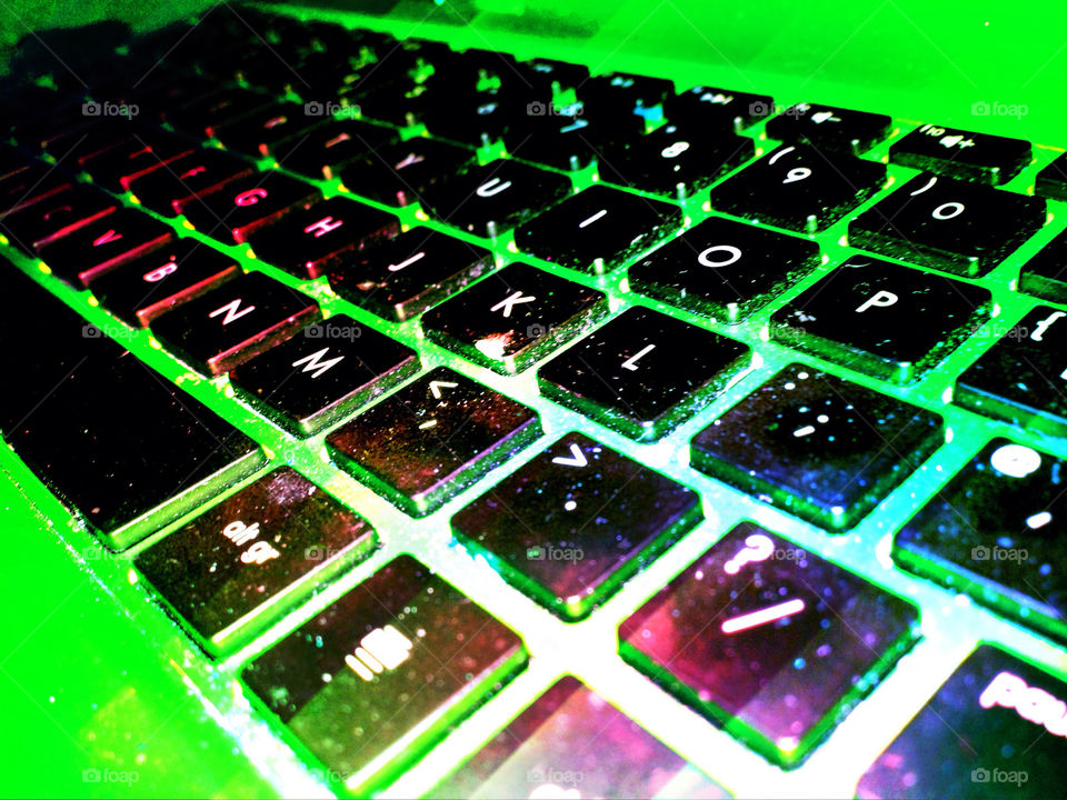 green neon keyboard keys by emilie.reddall