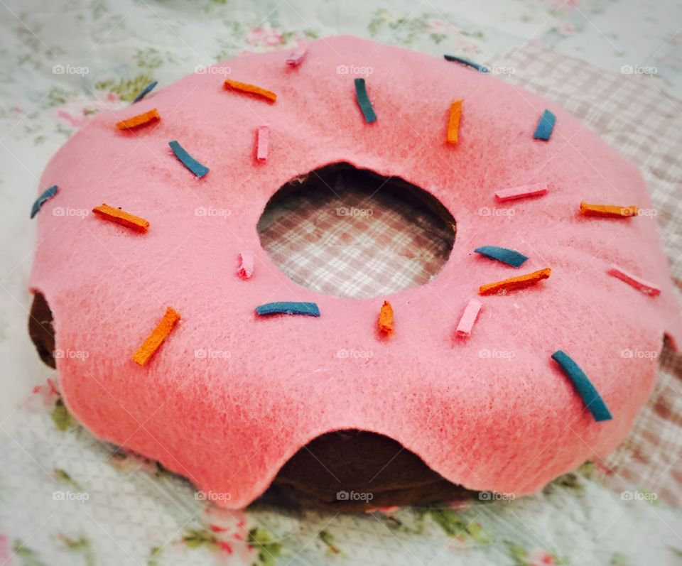 Close-up of artificial doughnut