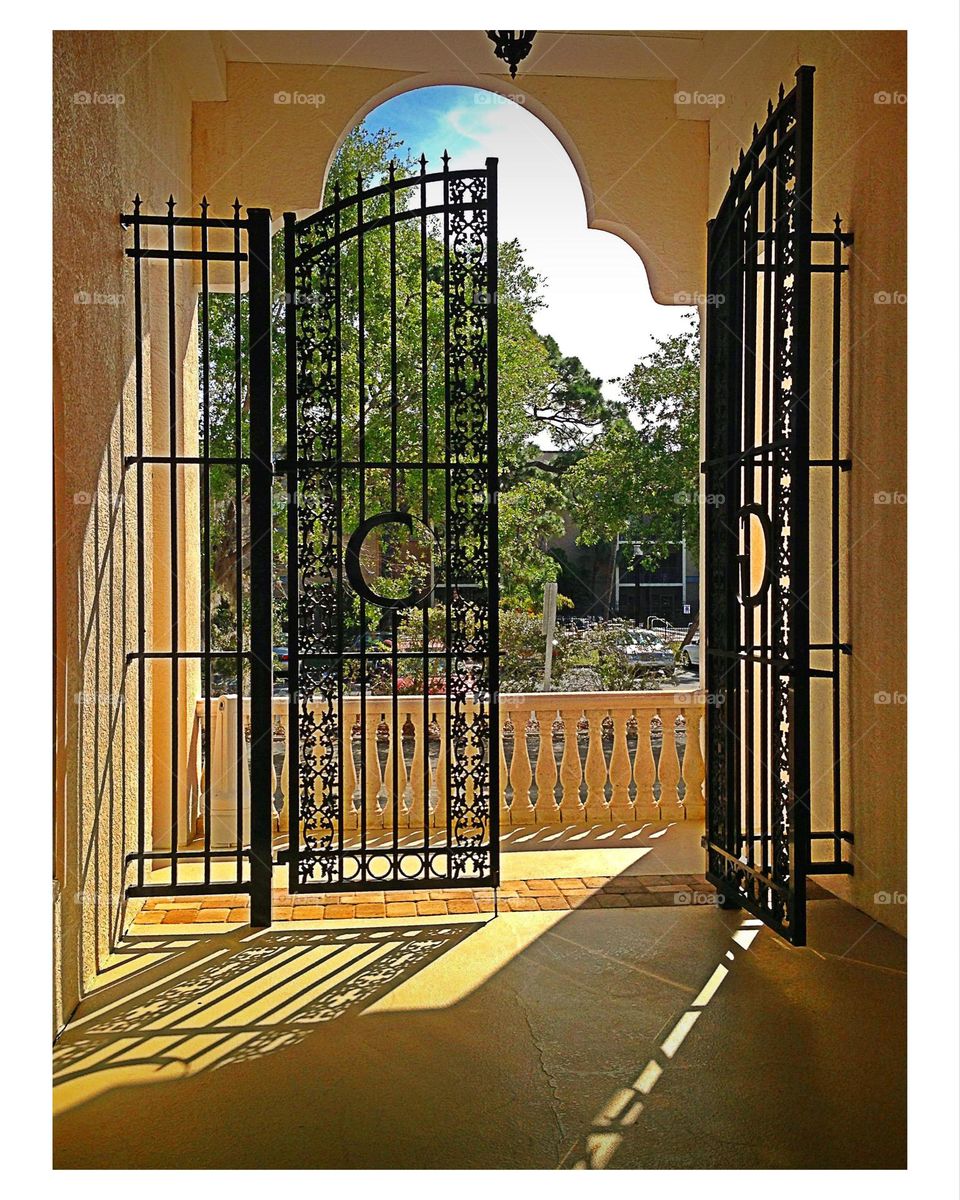  Vintage tall wrought iron doors.