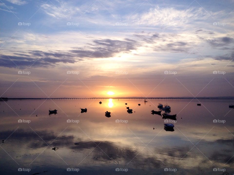 Nature, sunset and boats
