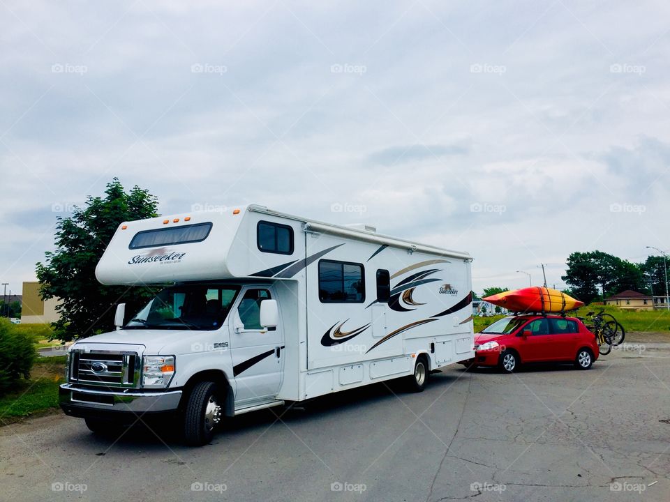 V from Vacation - RV C Class, Red Car, Kayaks and Bikes ... Ready to go for the Summer vacation