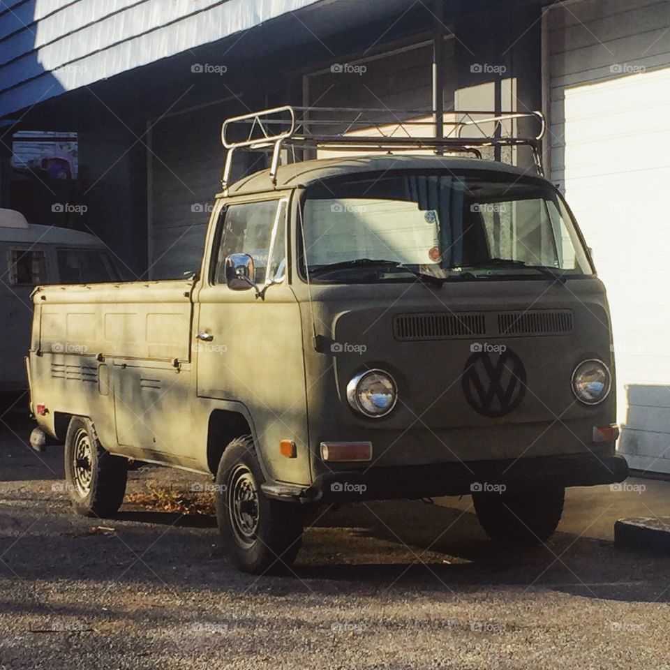 A Volkswagen bus.