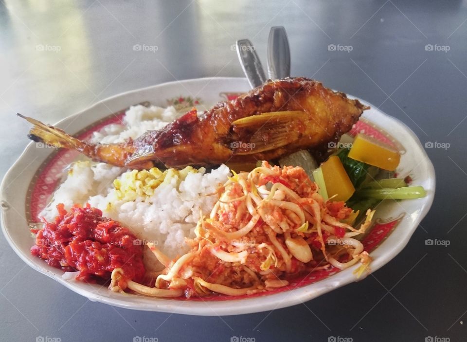 vegetable rice fish from Java