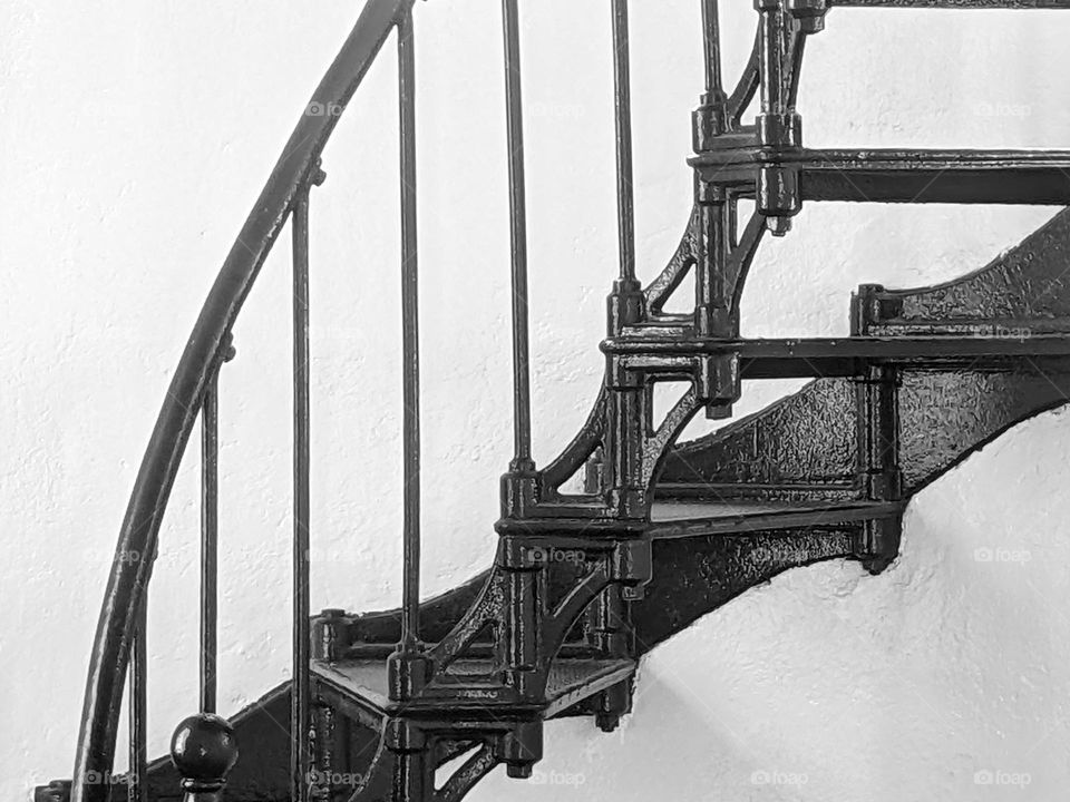 metal iron pattern design black and white staircase