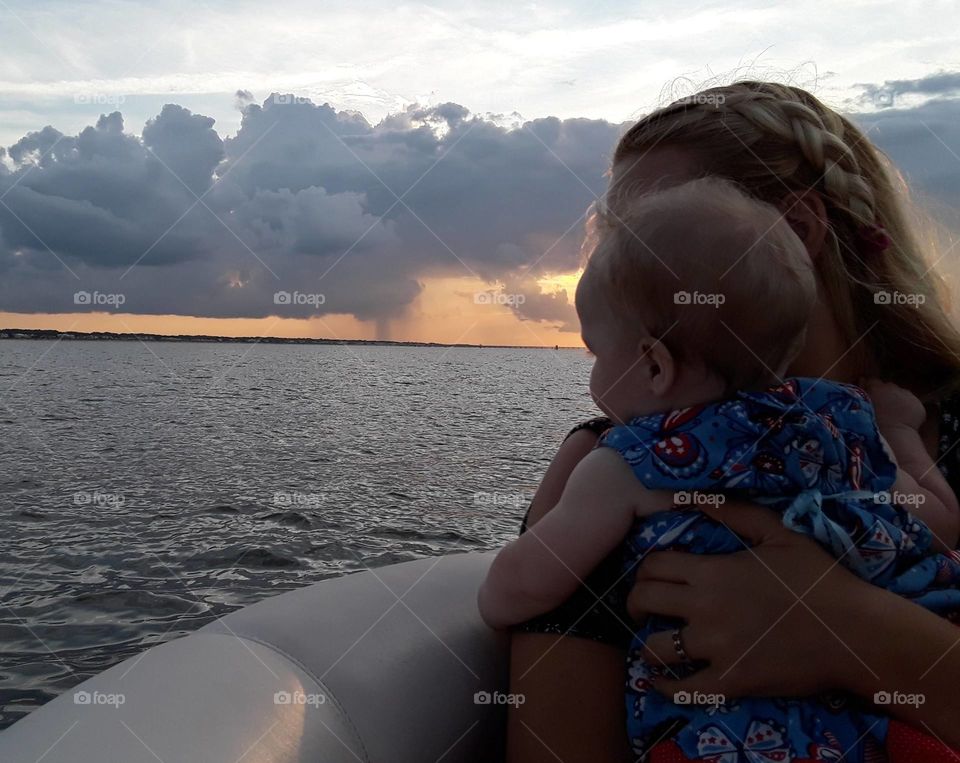 Looking off into the sunset.