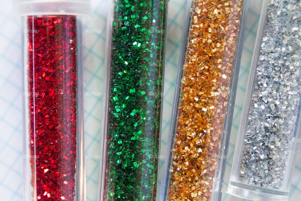 Colored glitter in tubes