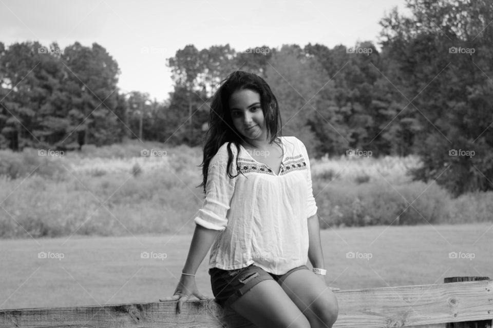 Portrait of Woman on an open field