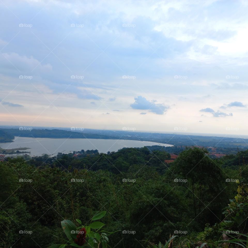 Beautiful view of the lakeside in the evening