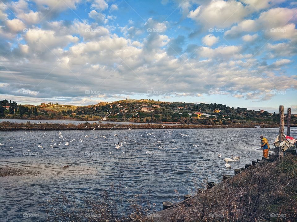 Scenic view of the adriatic seaside in Strunjan.
