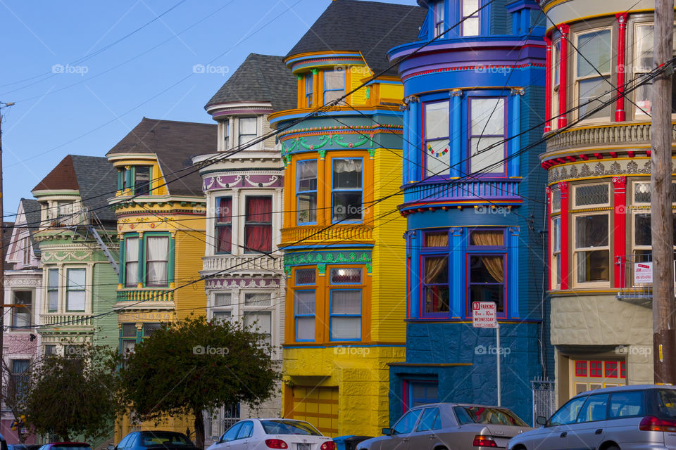 THE HOUSE ROW IN DOWNTOWN SAN FRANCISCO CALIFORNIA USA