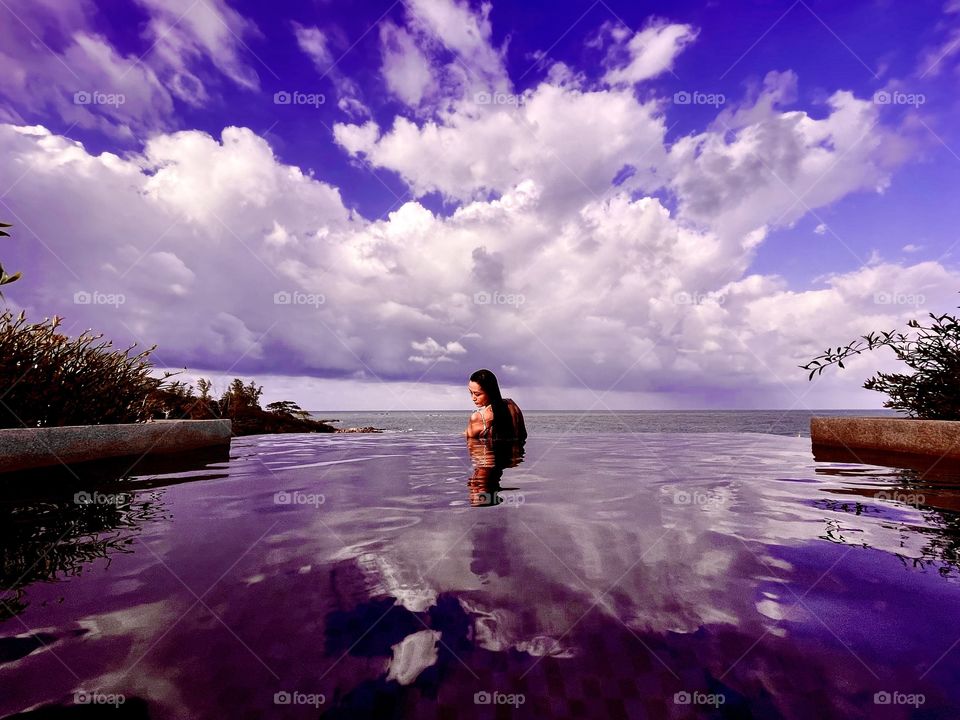 The reflection of purple sky