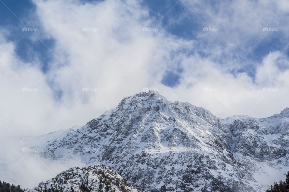 Scenic view of snowy mountain