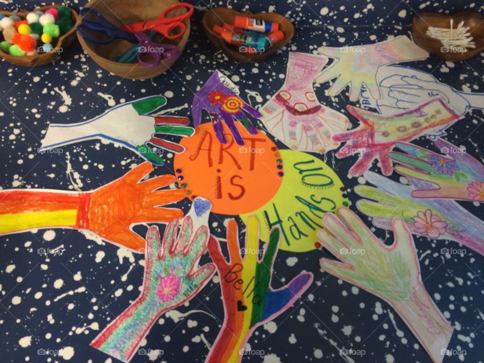 My work desk 
(Current art project with the students) 