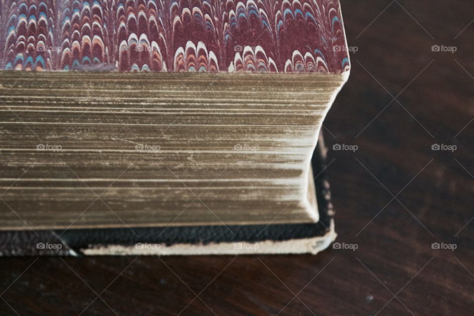 Minimalistic Snaps - inside cover of an antique book showing tradition "flame" pattern