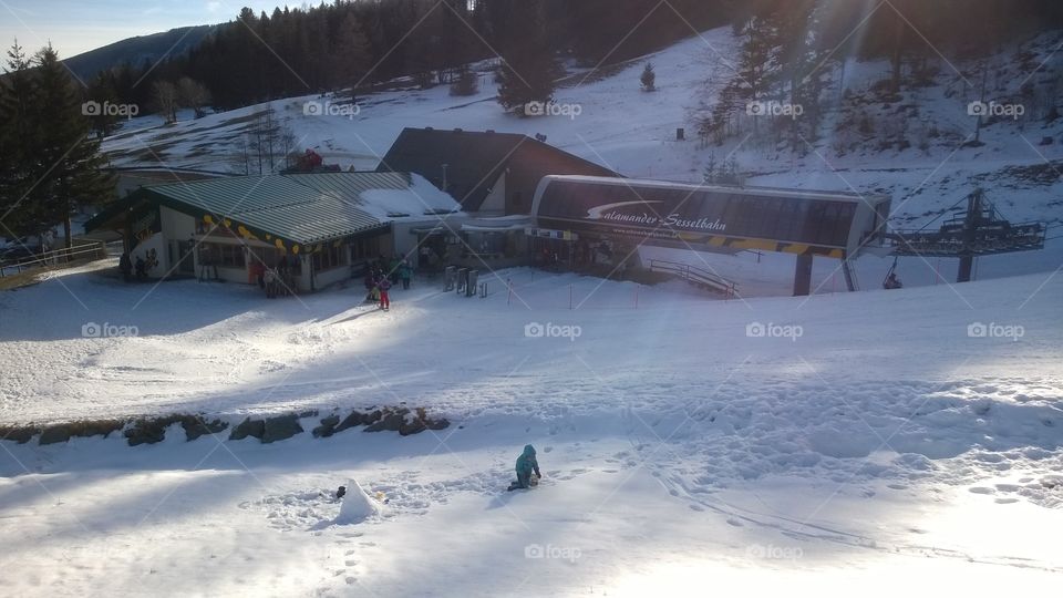 Ski resort with snow mountain