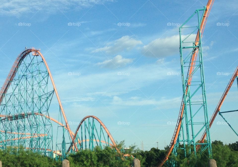 Up and down. Titan roller coaster at six flags