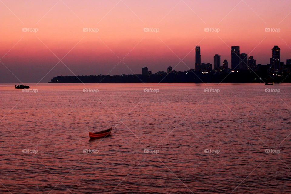 The colour of sunset at its best - Nariman Point, Mumbai