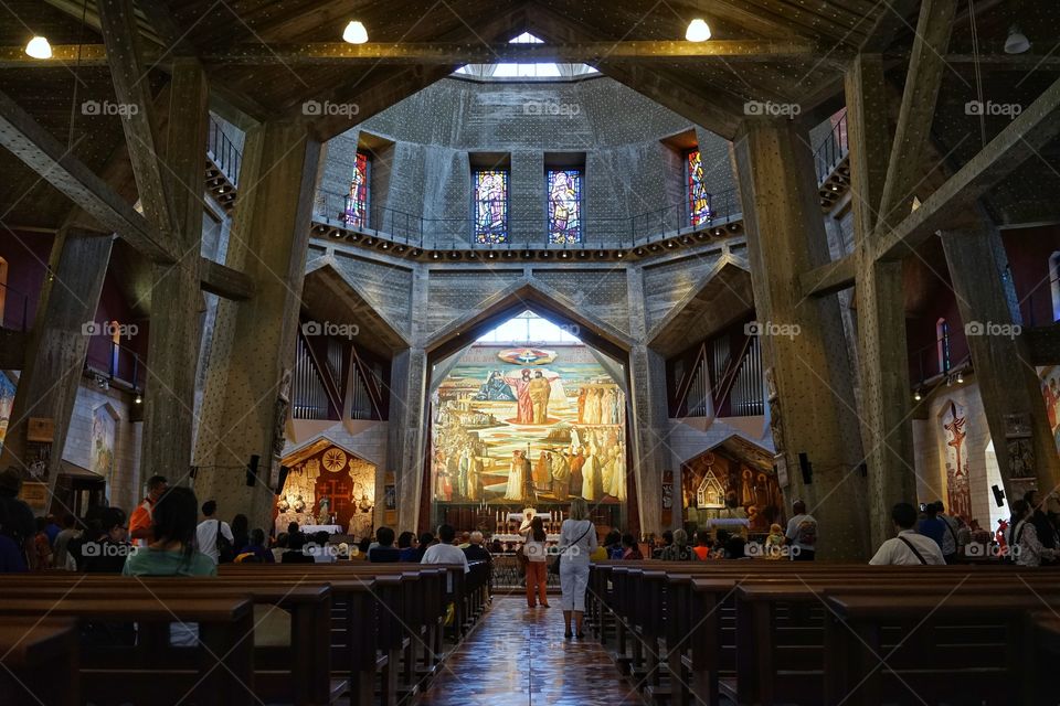 interior of ancient church in Israel, destination of tourism