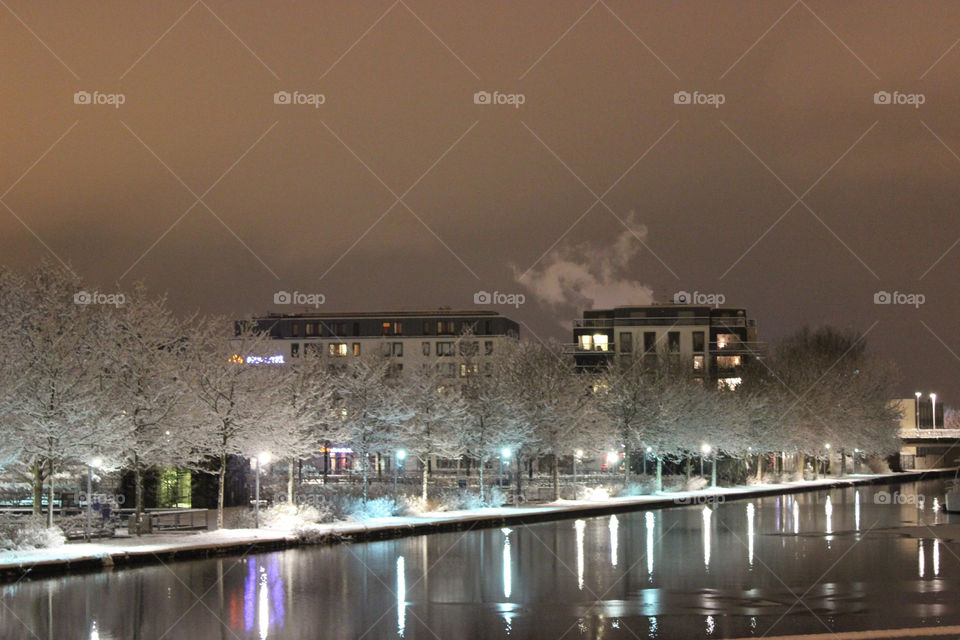 Lake on a winter night