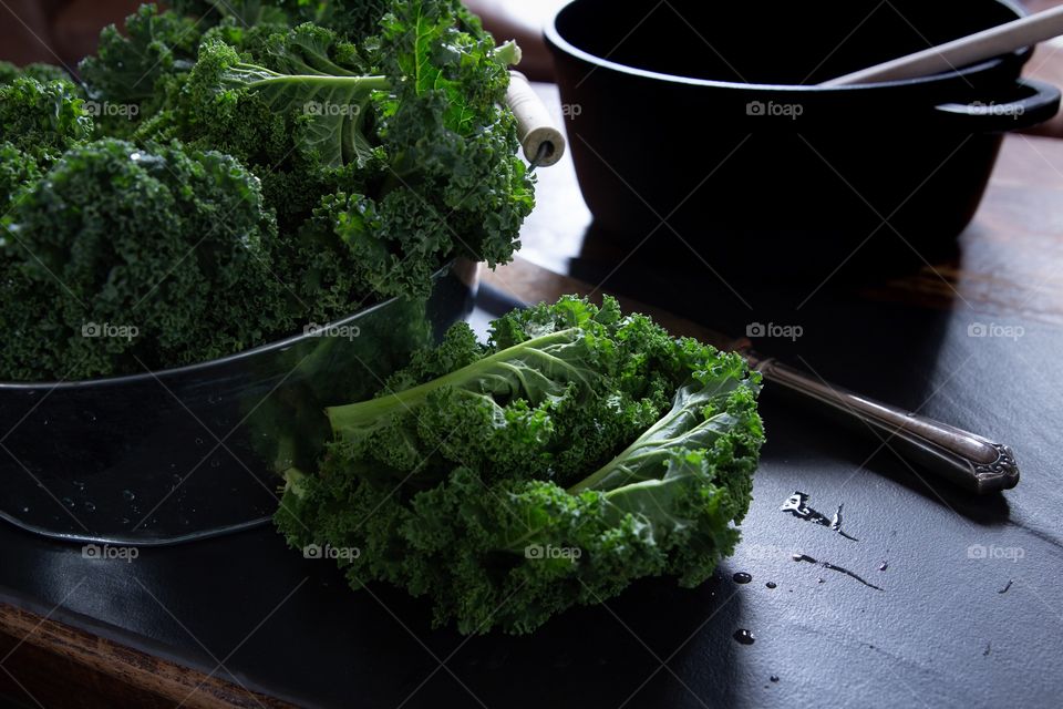 Kale leaves on daylight 