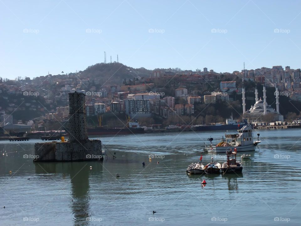 Mosque, port, Castle and boats