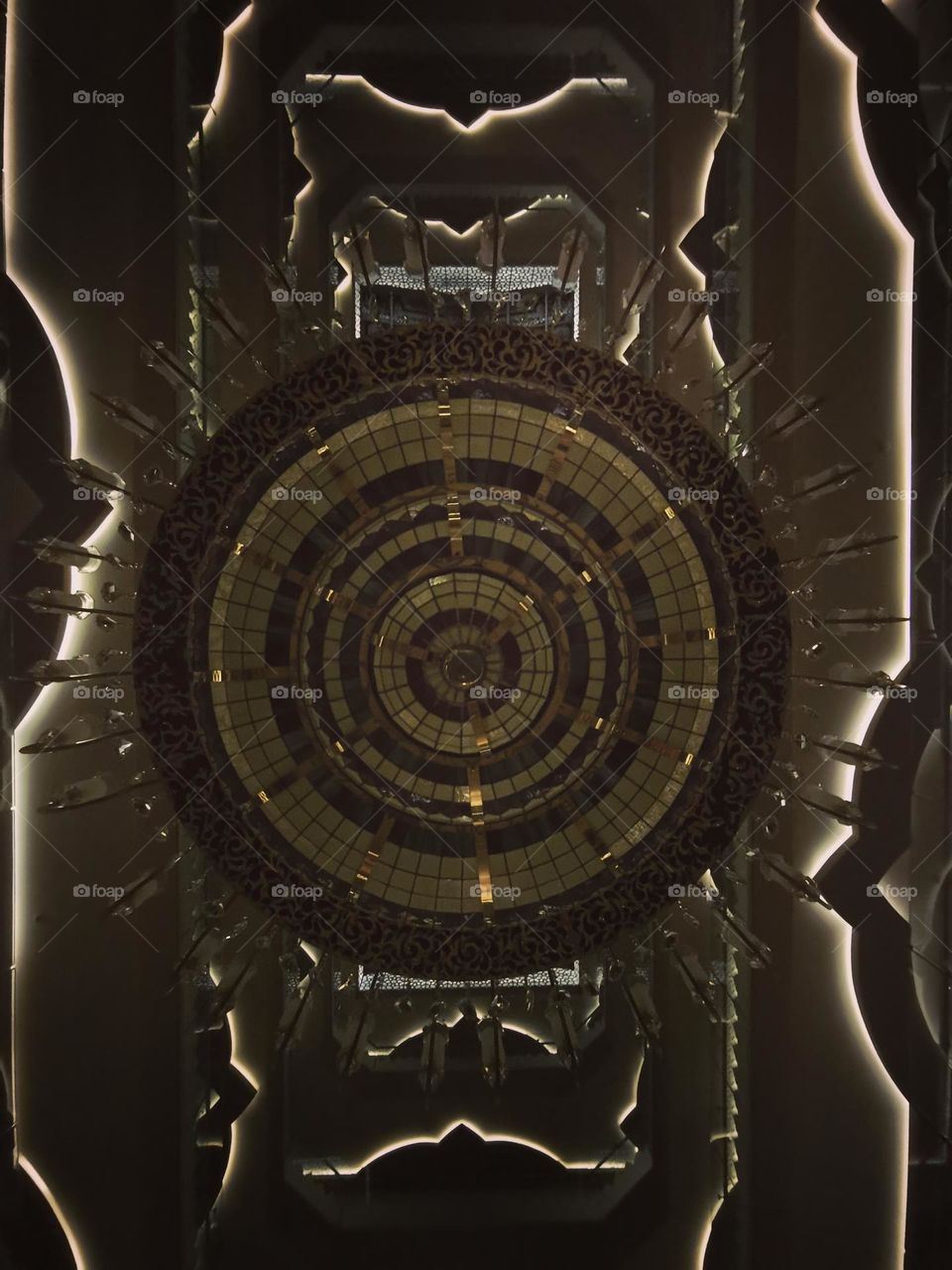 The ceiling of the building