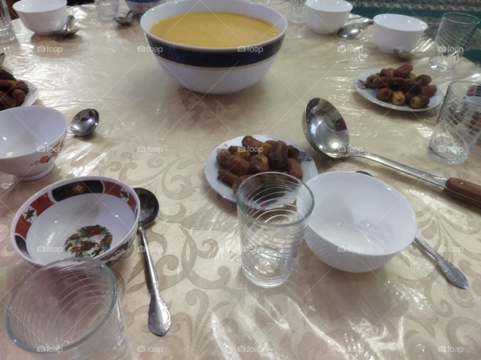 Moroccan table in Ramadan month.