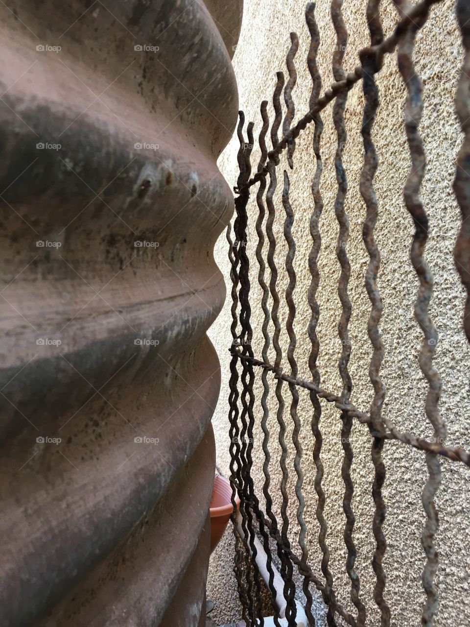 Old galvanised tank and old rusted barbed wire background image