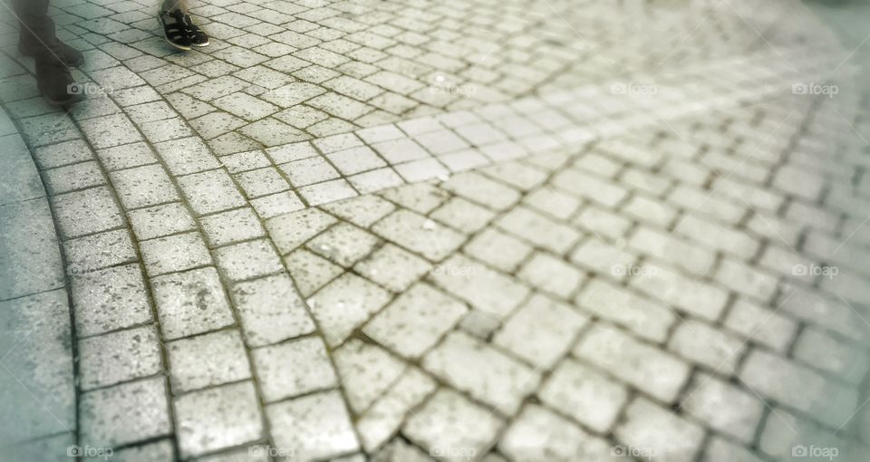 Pavement. Walking