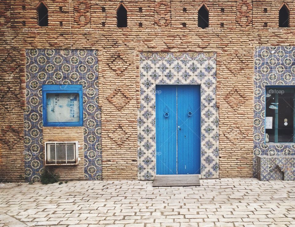 blue door in monastir Tunisia 