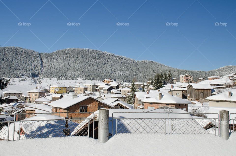 Winter landscape, Ravnogor Village, Bulgaria