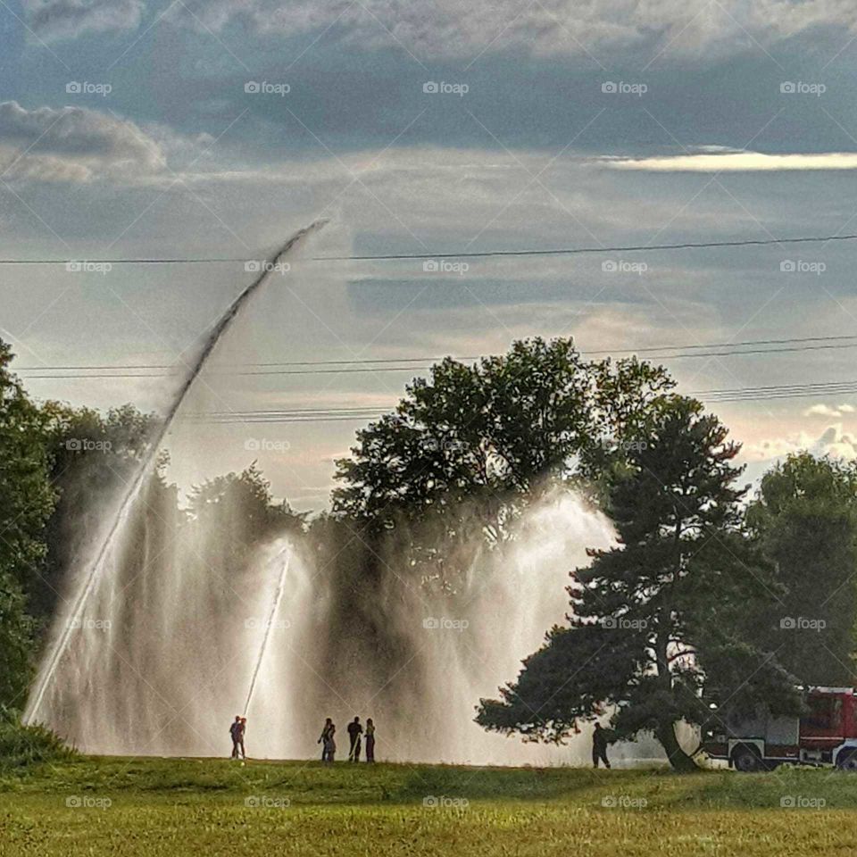 Fire Dept splashing water