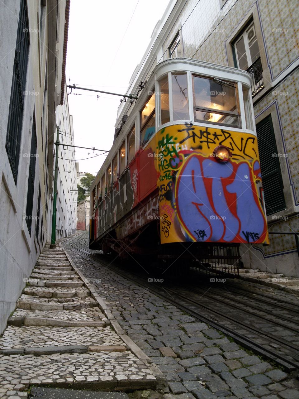 colored lisbon tram