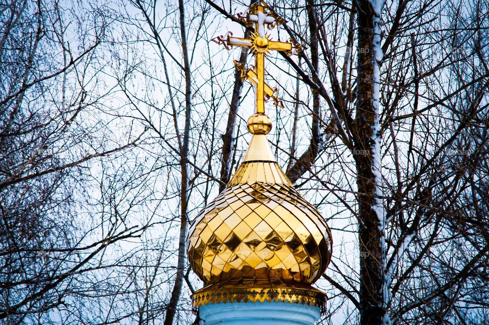 Golden dome on the church