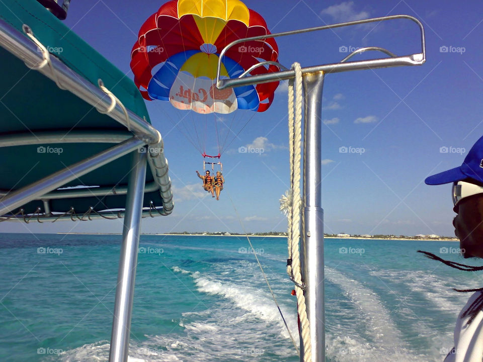 ocean sun sea parachute sky boat turks and caicos by angeljack