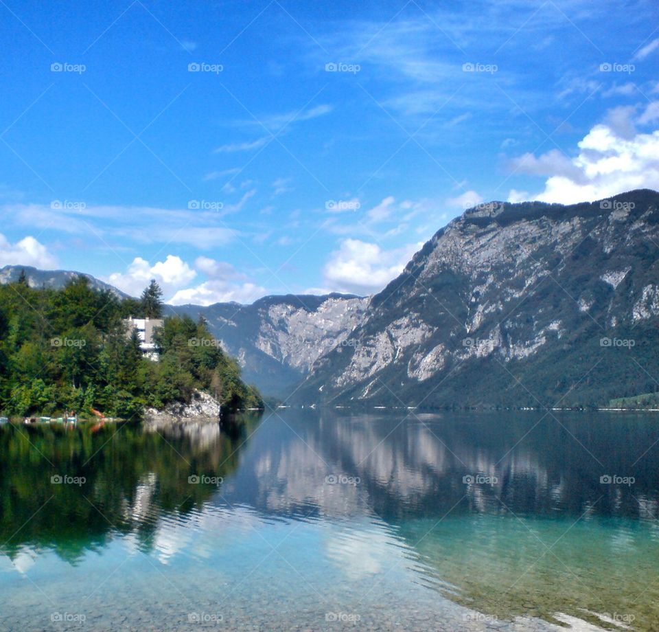 Mirror lake in blue